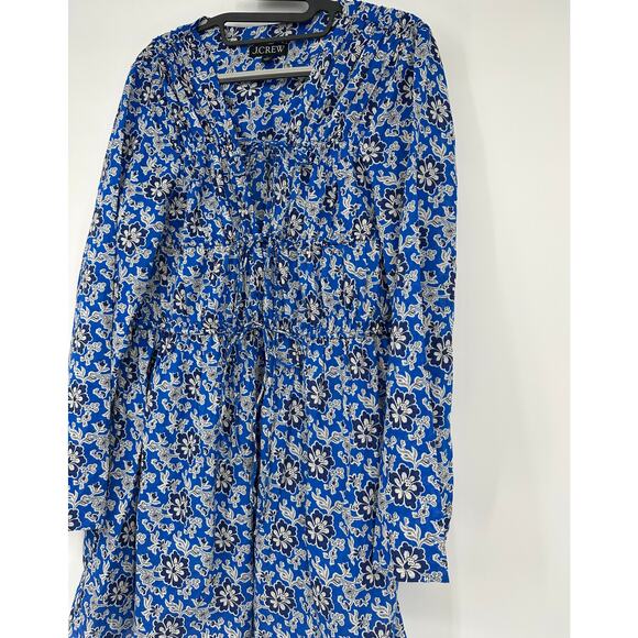 J.Crew Tiered Tie-front Beach Dress in Cobalt Floral Cotton Voile - Picture 5 of 10
